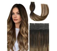 SURNEL Extension Adhesive Cheveux Naturel Injection #1B/4/27 Band Adhesive Cheveux Naturel Noir à Marron Balayage Caramel Blond 35CM/30G 20pcs Extension Adhesif Remy Cheveux (I#1B/4/27-14)