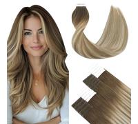 SURNEL Extension Cheveux Bande Adhésive Ombre Brun Foncé à Brun Clair et Blond Doré Extension Naturel Vrai Humain Cheveux a Adhesive Invisible 20 poucess/50cm 20 Pièces/50g(#3/8/22-20)