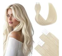 SURNEL Extension Cheveux Naturel Adhesif Blond Extension Adhesive Cheveux Blond Platine Bande Extension Cheveux Naturel Lisse Vrais Cheveux Tapes Human Hair 20Pièces/50G 16pouces(#60-16)