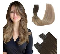 SURNEL Extension de Cheveux Bande Adhesive Naturel Tape Bande Extension Brun Mix Brun Moyen et Blond Cendré Cheveux Humains Adhésive 50g 20Pièces 14poucess(#2/6/18-14)