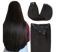 SURNEL Extensions de cheveux à clips Natural Noir #1B Extension de cheveux Remy Doux Double Frame Extensions Clips Natural Pleine Tête 7pcs 160g 22pouces(7C#1B-22")