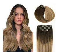 SURNEL Hair Extensions Clip In, 18 Inch Brown Ombre Extensions Clip in Human Hair Double Weft Real Human Hair Extensions for Women 18inch 6pcs 120g (C#/2/6/18,18'')