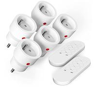 SURNICE Prise Telecommande Sans Fil 10A, 80M de Distance de Contrôle Dans la Zone Ouverte, 2300W, Puissance dissipée faible, 5 Prises Électriques et 2 Télécommande
