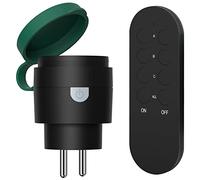 SURNICE Prise Telecommande sans Fil 2300 W, Prises Programmable Extérieures IP44, Portée 40 M, Fonction All ON All OFF, certifié CE, Noir/Vert