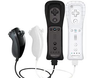 Surnous Lot de 2 manettes 2 en 1 pour Wii avec Motion Plus et Nunchuck - Télécommande sans fil pour Wii Remote Game Control avec Motion Nunchuck pour manette Wii (1)