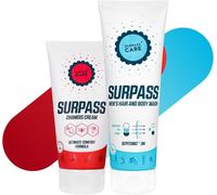 Surpass ¿ Set Soins Cycliste Homme ¿ Crème Chamois & Gel Douche Sport ¿ Plus De Confort Et De Performance Sur Les Longs Parcours ¿ Effet Anti-Frottements & Nettoyage Régénérant ¿ 170 Ml + 250 Ml