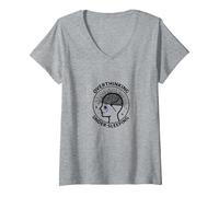 Surpenser la Sensibilisation à la santé mentale sous Le Sommeil T-Shirt avec Col en V, Femme, Gris Chiné, L