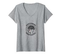 Surpenser la Sensibilisation à la santé mentale sous Le Sommeil T-Shirt avec Col en V, Femme, Gris Chiné, L