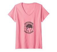 Surpenser la Sensibilisation à la santé mentale sous Le Sommeil T-Shirt avec Col en V, Femme, Rose, XXL