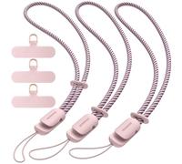 SURPHY 3 Pièces dragonne pour téléphone portable, Cordons avec 3 Patch pour Téléphone Portable, lanière, clé, USB, Lecteur MP3, MP4 et Plus (Tout Rose)