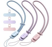 SURPHY 3 Pièces dragonne pour téléphone portable, Cordons avec 3 Patch pour Téléphone Portable, lanière, clé, USB, Lecteur MP3, MP4 et Plus (Bleu Nuage & Lilas & Rose)