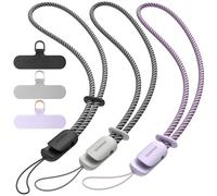 SURPHY 3 Pièces dragonne pour téléphone portable, Cordons avec 3 Patch pour Téléphone Portable, lanière, clé, USB, Lecteur MP3, MP4 et Plus (Noir & Lilas & Gris)