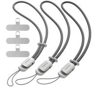 SURPHY 3 Pièces dragonne pour téléphone portable, Cordons avec 3 Patch pour Téléphone Portable, lanière, clé, USB, Lecteur MP3, MP4 et Plus (Tout Gris)