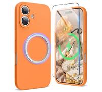 SURPHY Coque Magnetique pour iPhone 16, Coque Silicone Liquide de Protection Complète de l'Objectif de Caméra pour iPhone 16 6,1 Pouces, Marigold Orange
