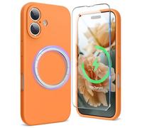 SURPHY Coque Magnetique pour iPhone 16 Plus, Coque Silicone Liquide de Protection Complète de l'Objectif de Caméra pour iPhone 16 Plus 6,7 Pouces, Marigold Orange