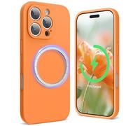 SURPHY Coque Magnetique pour iPhone 16 Pro, Coque Silicone Liquide de Protection Complète de l'Objectif de Caméra pour iPhone 16 Pro 6,3 Pouces, Marigold Orange