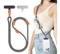 SURPHY Cordon Téléphone Portable Universelle, Tour de Cou Telephone Réglable et Détachable, laniere telephone portable Longue en Nylon Compatibles avec des Smartphones etc,Noir