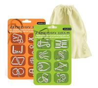 Surplex Casse-tête en Métal Brain Teaser Puzzle Set de 16, Casse-tête IQ Test Disentanglement Puzzles Jeu Magic Toy Trick pour Les Adultes et Les Enfants