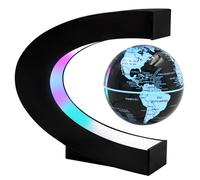 Surplex Globe lumineux flottant avec 7 lumières de couleur, globe rotatif automatique en forme de C, champ magnétique, carte du monde éducative, décoration de maison/bureau, cadeau d'anniversaire pour