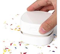 Surplex Mini Aspirateur de Table, Rechargeable Aspirateur de Bureau Poussière pour Table Bureau Coussin Voiture Clavier, Ramasse Miette, avec USB et Brosse Blanc