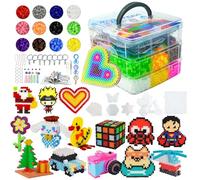 Surplex Perles de Fusion,18 Couleurs 10000 Perles à Repasser avec 6 Chevilles, 2 Pinces à épiler et 5 papiers à Repasser dans, 5mm, Craft Sticky Bead for Kid Children, DIY Crafting Educational Toy