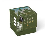 SURPRISA Boîte cadeau de Noël - Boîte à énigmes pour cadeaux en espèces - Design pailleté vert avec imprimé Xmas - Taille M (16 cm)