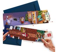 SURPRISA Cartes de Noël avec Enveloppe XXL Lot de 2, Cartes-Cadeaux Vivantes à Glisser, Cartes avec 2 Motifs Festifs pour Donations d'Argent Personnalisées