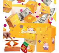 Surprise Gifts Box Explosion for Money, 2025, boîte cadeau surprise, pour Noël, les anniversaires, la Saint-Valentin (boîte à explosion jaune-25)