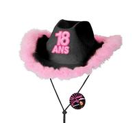 surprisez Cadeau avec chapeau anniversaire 18 ans noir et rose fuchsia (x1) REF/CHAG01N
