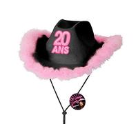 surprisez Cadeau avec chapeau anniversaire 20 ans noir et rose fuchsia (x1) REF/CHAG02N