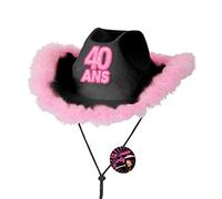 surprisez Cadeau avec chapeau anniversaire 40 ans noir et rose fuchsia (x1) REF/CHAG04N
