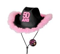 surprisez Cadeau avec chapeau anniversaire 50 ans noir et rose fuchsia (x1) REF/CHAG05N