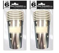 surprisez Grand gobelet étoile argent métallique personnalisable 50cl (x6) REF/APGEA (Lot de 2)