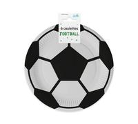 SURPRISEZ VOUS 6 assiettes en carton décor ballon de football, 0% plastique, Ø 20 cm