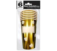SURPRISEZ-VOUS Grand gobelet feuille d'or métallisé personnalisable 50cl (x6) REF/APGFOR, Gold