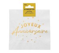 SURPRISEZ-VOUS Serviettes 'Joyeux Anniversaire' - Etoiles - Lot de 24 - Métal