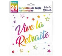 Surprisez-vous Serviettes “Vive la Retraite” - Lot de 24 - Multicolore