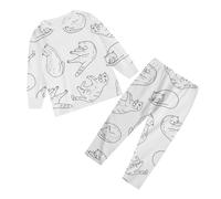 Surpyjama Garcon Ensemble de vêtements d'intérieur Peints à la Main pour Enfants,Ensembles de Pyjamas à colorier pour garçons et Filles avec lesquels Ils Peuvent Jouer et Porter(White,2-3 Ans)