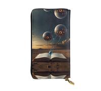 Surreal Book Long portefeuille en cuir, porte-cartes de crédit, porte-monnaie zippé et compartiment pour carte d'identité