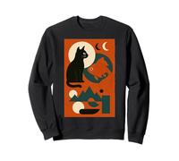 Surreal Cat and Fish Art géométrique Abstrait Vintage Murakami Sweatshirt