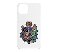 Surreal Cosmic Peacock Sun Eye Champignon Skull Pyramide Art Coque pour iPhone 13