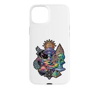 Surreal Cosmic Peacock Sun Eye Champignon Skull Pyramide Art Coque pour iPhone 15 Plus