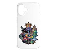 Surreal Cosmic Peacock Sun Eye Champignon Skull Pyramide Art Coque pour iPhone 16