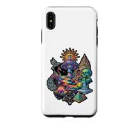 Surreal Cosmic Peacock Sun Eye Champignon Skull Pyramide Art Coque pour iPhone XS Max