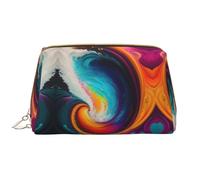 Surreal Enigma Trousse de maquillage portable en cuir pour cosmétiques, articles de toilette et essentiels quotidiens, blanc, Taille unique