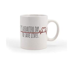 Surreal Entertainment Greys Anatomy Derek Shepherd Tasse à café en céramique | It's A Beautiful Day To Save Lives | Contenance : 473,6 g