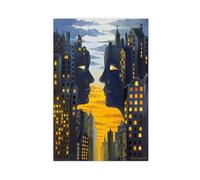 Surreal Fantasy City Architecture Paysage Art Peinture sur toile Décoration murale pour salon, chambre à coucher 61 x 91,4 cm