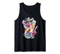 Surreal Man Pointant Graffiti Pop Portrait Art Graphique Long Débardeur