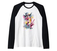 Surreal Man Pointant Graffiti Pop Portrait Art Graphique Long Manche Raglan