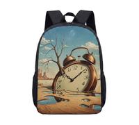Surreal Melting Clock Growing Tree Sac à dos de 43,2 cm pour enfants étudiants désert art graphique sac d'école, 03, L, Minimaliste